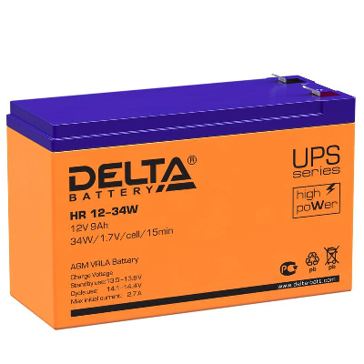 Аккумулятор 12В 9А.ч Delta HR 12-34W