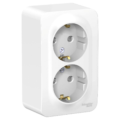 Розетка 2-м ОП BLANCA 16А 250В защ. шторки c заземл. изол. пласт. бел. SchE BLNRA011211