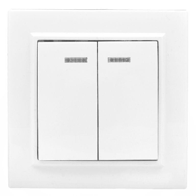 Выключатель 2-кл. СП Минск 10А с индикатором бел. Basic EKF ERV10-123-10