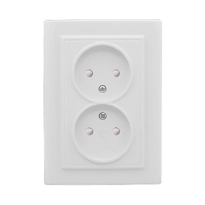 Розетка 2-м СП Минск 10А защ. шторки без заземл. бел. Basic EKF ERR10-102-100