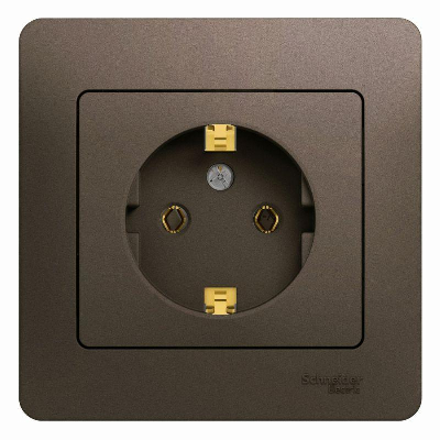 Розетка 1-м Glossa 16А с заземл. в сборе шоколад SchE GSL000842