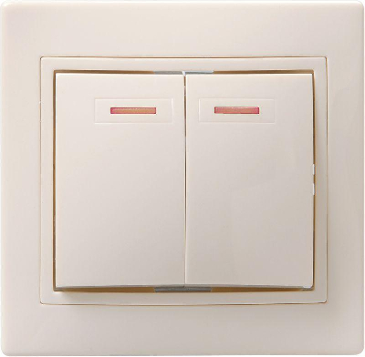 Выключатель 2-кл. СП КВАРТА с инд. 10А IP20 ВС10-2-1-ККм крем. ИЭК EVK21-K33-10-DM