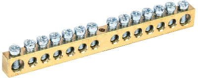 Шина PEN "земля-ноль" 8х12мм 14/1 (14групп/крепеж по центру) ИЭК YNN20-14-100