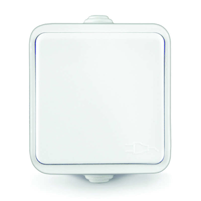 Розетка 1-м ОП Клио 16А с защ. крышкой с заземл. IP44 бел. UNIVersal К2229