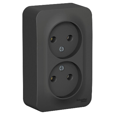 Розетка 2-м ОП BLANCA 16А 250В без шторок без заземл. изол. пласт. антрацит SchE BLNRA000216