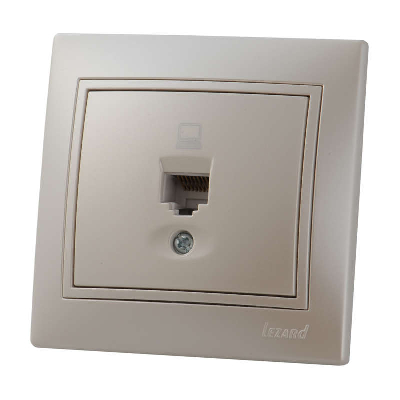 Розетка компьютерная 1-м СП Мира RJ45 жемчуж. бел. перламутр Lezard 701-3030-139