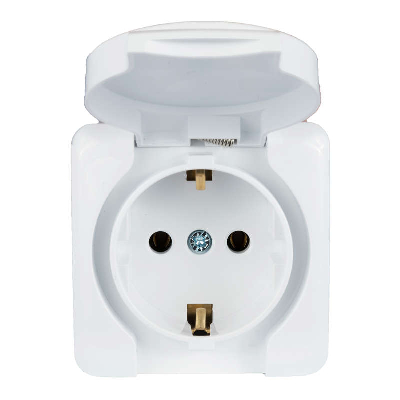 Розетка 1-м ОП с крышкой VIOLA с заземл. бел. LEZARD 751-0200-123