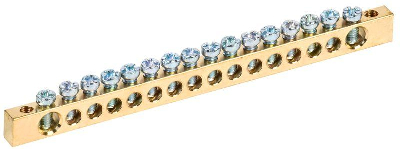 Шина PEN "земля-ноль" 6х9мм 16/2 (16групп/крепеж по краям) ИЭК YNN11-16-100