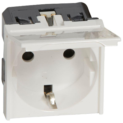 Механизм розетки 1-м СП Mosaic New 2мод. с защ. крышкой с заземл. Leg 077219