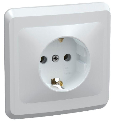 Розетка 1-м СП Вега РС10-3-ВБ с заземл. контактом без защ. штор 16А бел. ИЭК ERV11-K01-16-DM