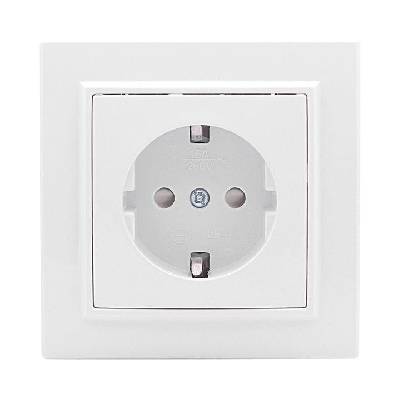 Розетка 1-м СП Минск 16А защ. шторки с заземл. бел. Basic EKF ERR16-028-100