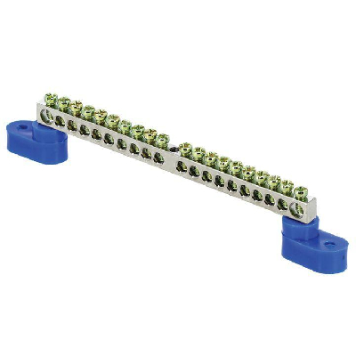 Шина нулевая N 6х9 20 отвер. никель 2 син. угловых изолятора PROxima EKF sn1-63-20-2