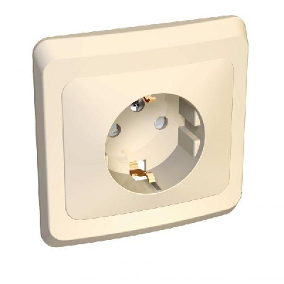 Розетка 1-м СП Этюд 16А защ. шторки с заземл. крем. SchE PC16-004K
