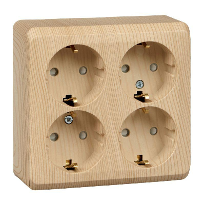 Розетка 4-м ОП Этюд 16А 250В защ. шторки с заземл. сосна SchE PA16-208D