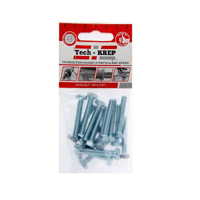Болт М6х40 с шестигранной головкой цинк. DIN 933 (уп.16шт) класс прочности 8.8. пакет Tech-Krep 102961