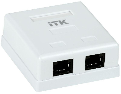 Розетка информационная RJ45 кат.5е UTP 2-порта настенная ITK CS2-1C5EU-22