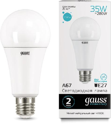 Лампа светодиодная Elementary A67 35Вт E27 4100К Gauss 70225