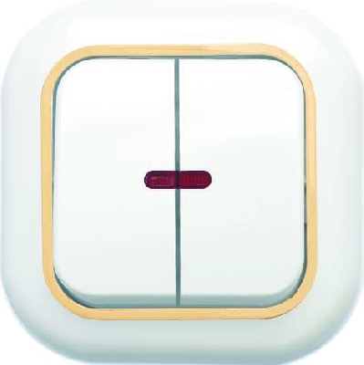 Выключатель 2-кл. СП Валентина  10А IP20 С56-175 с индик. бел./зол. Кунцево 7650