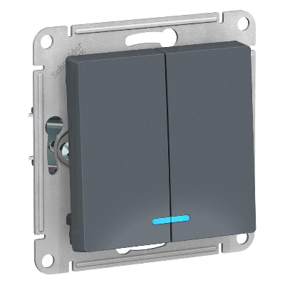 Механизм выключателя 2-кл. ATLAS DESIGN с подсветкой (сх.5а) 10АХ грифель SchE ATN000753