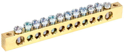 Шина PEN "земля-ноль" 8х12мм 12/2 (12групп/крепеж по краям) ИЭК YNN21-12-100