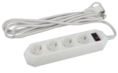 Удлинитель с сетевым фильтром 4х1.5м USF-M-4es-1.5m-W с заземл с выкл. ПВС 3х0.75 бел. ЭРА Б0019741