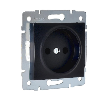 Механизм розетки 1-м СП KARINA 16А IP20 без заземл. термопласт черн. бархат LEZARD 707-4288-121B