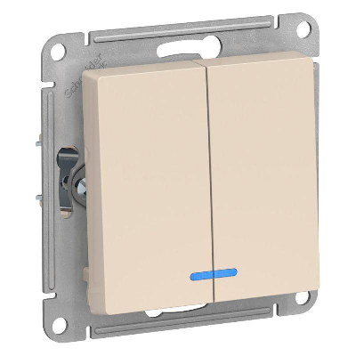 Механизм выключателя 2-кл. ATLAS DESIGN с подсветкой (сх.5а) 10АХ беж. SchE ATN000253