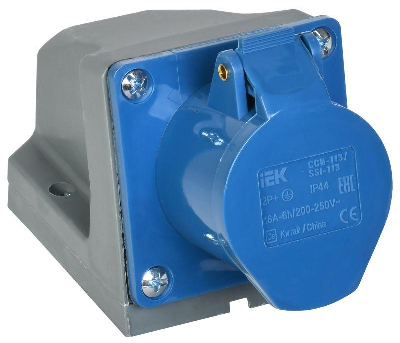 Розетка ОП 16А 220В 2P+PЕ ССИ-113 IP44 ИЭК PSR11-016-3