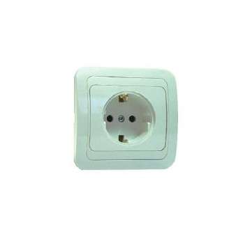 Розетка 1-м СП Mimoza 16А IP20 с заземл. бел./бел. керам. основание Makel 12008