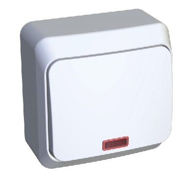 Выключатель 1-кл. ОП Этюд 10А IP20 с индик. бел. SchE BA10-005B