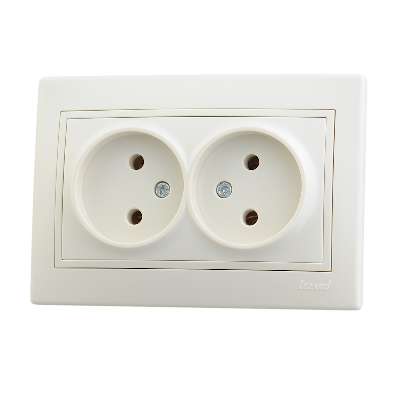Розетка 2-м СП Мира 16А IP20 без заземл. керам. крем/крем. LEZARD 701-0303-128