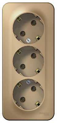 Розетка 3-м ОП BLANCA 16А 250В без шторок c заземл. изол. пласт. титан SchE BLNRA010314