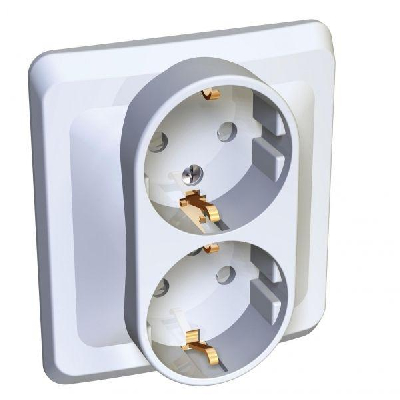 Розетка 2-м СП Этюд 16А защ. шторки с заземл. бел. SchE PC16-008B