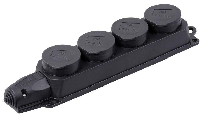 Розетка (колодка) 4-м Омега РБ34-1-0м с защ. крышкой IP44 каучук ИЭК PKR64-016-2-K02