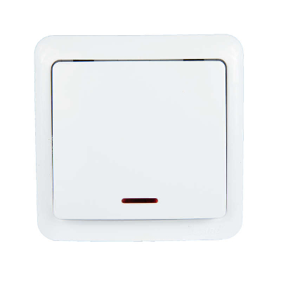 Выключатель 1-кл. ОП VIOLA 10А IP20 с подсветкой бел. LEZARD 751-0200-111