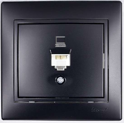 Розетка компьютерная 1-м СП Мира RJ45 черн.бархат LEZARD 701-4242-139