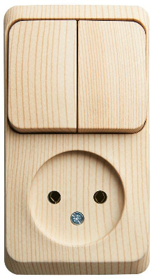 Блок ОП Этюд (1-м розетка без заземления + 2-кл. выкл.) сосна SchE BPA16-205D
