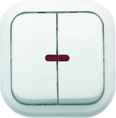 Выключатель 2-кл. ОП Валентина  10А IP20 А56-176 с индик. бел. Кунцево 7636