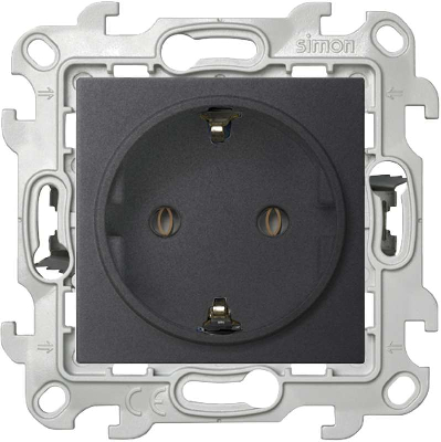 Механизм розетки 2К+З без защ. шторок Push&Go Simon24 графит 2420434-038