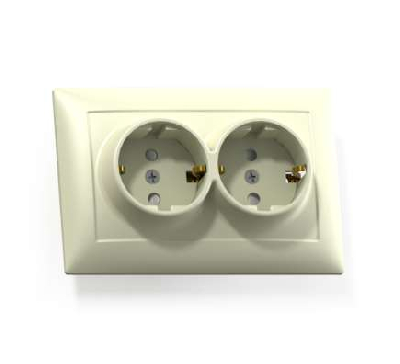 Розетка 2-м СП Селена РС16-372 с заземл. сл. кость Кунцево 8148