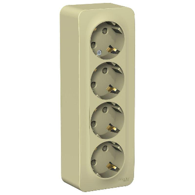 Розетка 4-м ОП BLANCA 16А 250В защ. шторки с заземл. изол. пласт. беж. SchE BLNRA011417