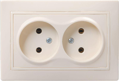 Розетка 2-м СП Кварта 10А IP20 без заземл. крем. ИЭК ERK23-K33-10-DM