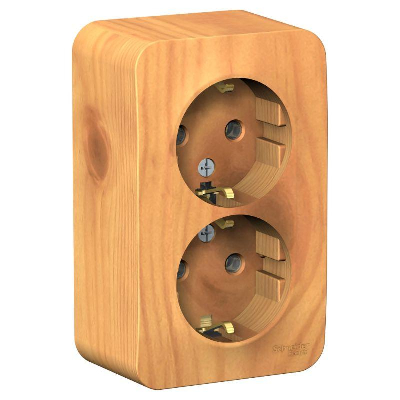 Розетка 2-м ОП BLANCA 16А 250В без шторок c заземл. изол. пласт. ясень SchE BLNRA010215