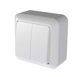 Выключатель 2-кл. ОП Оптима 10А IP20 А510-380 с монтажной пластиной бел. Кунцево 8003