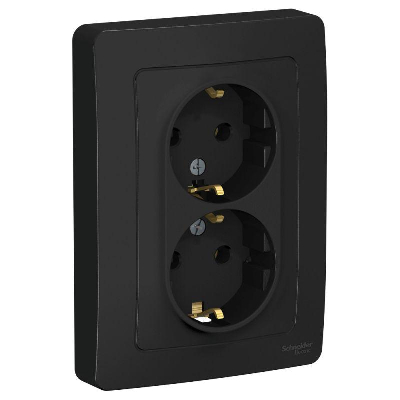 Розетка 2-м СП BLANCA 16А 250В без шторок с заземл. антрацит SchE BLNRS001026