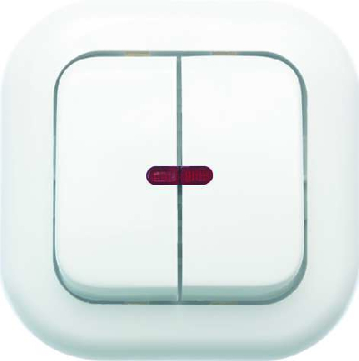 Выключатель 2-кл. СП Валентина  10А IP20 С56-175 с индик. бел. Кунцево 7649