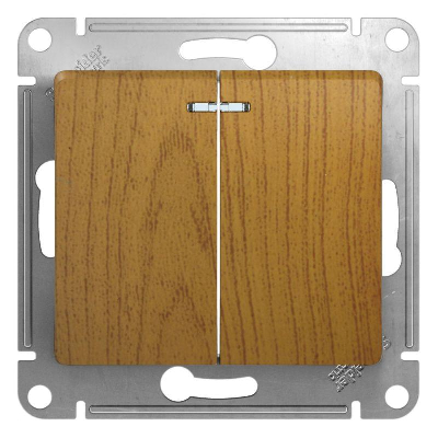 Механизм выключателя 2-кл. СП GLOSSA 10А IP20 10AX с подсветкой дер. дуб SchE GSL000553