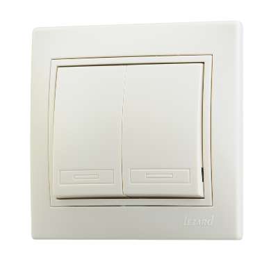 Выключатель 2-кл. СП Мира 10А IP20 крем./крем. LEZARD 701-0303-101