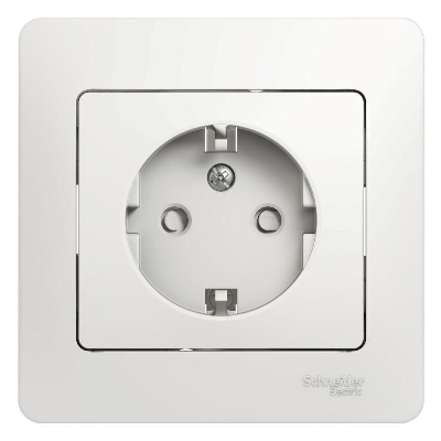 Розетка 1-м СП Glossa 16А защ. шторки с заземл. в сборе бел. SchE GSL000144