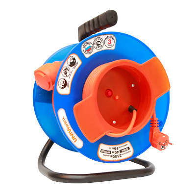 Удлинитель на катушке 1х40м с заземл. 16А IP54 У10-027 термо ПВС 3х1 розетки с защ. крышкой UNIVersal 1678